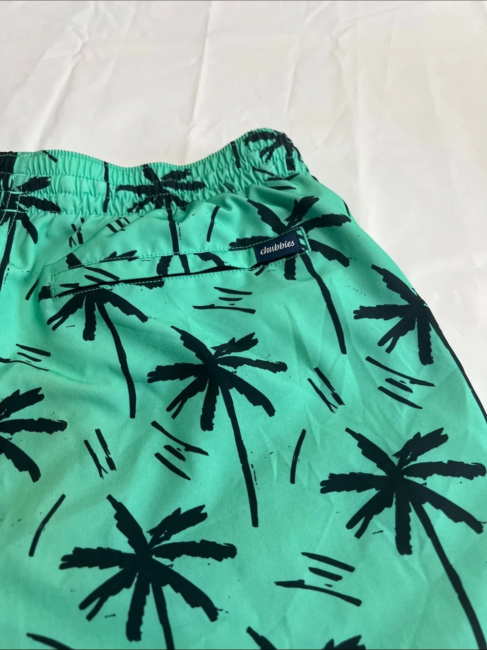 Chubbies Two-Tone Mint and Black Palm Swim Shorts